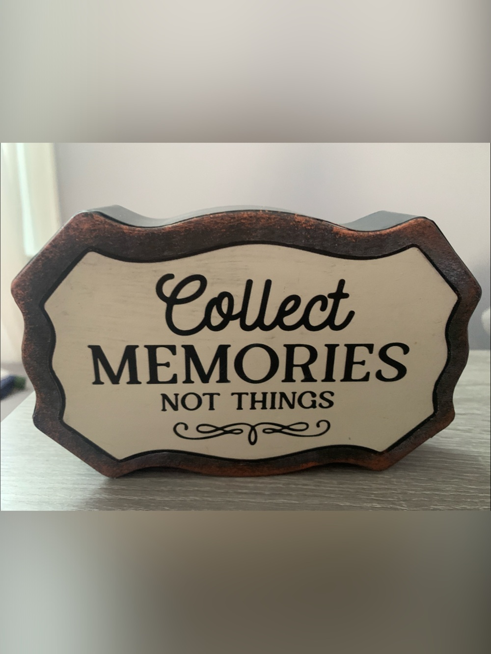 Collect Memories Tin Decorative Table Decor - Cream , Brown, Rust & Grey